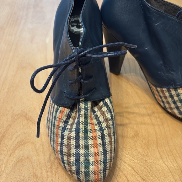 Anthropologie Lucky Penny Blue Plaid Lace-Up Women's Oxford Shoes. Size 9 - Picture 2 of 8